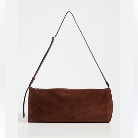 STAUD Handbags - STAUD Taru suede brown large cylinder shoulder crossbody bag